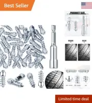 Abundant 12mm Carbide Screw Tire Studs - Durable Snow Tire Spikes - 100 Pack