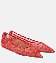 [Amina Muaddi] Amina Muaddi Barbara lace ballet flats AU 6 red