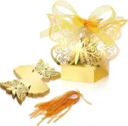 60 Pieces Butterfly Laser Cut Favor Boxes Cookie Present Boxes with Ribbons Cute