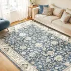 Boho Area Rugs for Living Room Machine 9x12 Blue/Cream White/Light Ivory