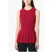 NWT~ Theory Pleated Peplum Knit Top Blouse Prosecco Crimson Red ~M ~ Ret& 295