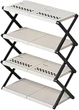 yuksok Folding Shoe Rack Shoe Shelf 4 Layers Utility Shelving Corner Display Rack Shoe Storage Organizer Storage Rack for Hallway RV, Small