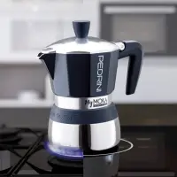 在飛比找momo購物網優惠-【PEDRINI】Mymoka義式摩卡壺 黑3杯(濃縮咖啡 