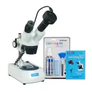 OMAX 10X-30X Dual LED Binocular Stereo Microscope+1.3MP Camera+Cleaning Pack