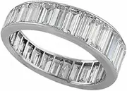 [HEARTS AND YOU] 6ct Graduated Emerald Cut Moissanite Full Eternity Wedding Band White Gold Plated Stylish