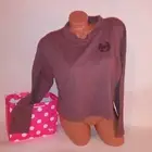 Victoria Secret PINK Crop Top T Shirt Large Mauve Long Sleeve Logo New