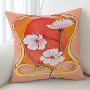 Art Deco Cosmos White Flowers Cushion Cover
