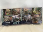 Ceaco (2 Sets of 4) Disney Thomas Kinkade Puzzles - 4 in 1 Multi Pack 500 Piece.