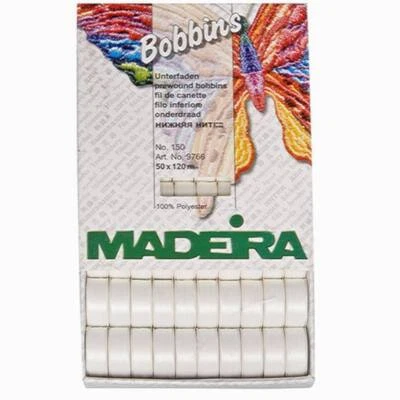 Bobbins Pre Wound, Madeira White 50 pk