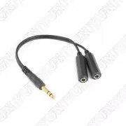 1 x 6.35mm 1/4" Stereo Plug Male to Dual 6.35mm Female Y Splitter Adapter Cable