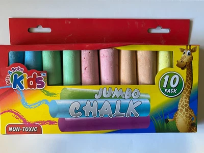 10 PCS Jumbo Coloured Chalk Kids Classic Craft Art Chalk Non TOXIC 10 CM LONG