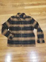 NEW All Saints AllSaints Hatch Wool Blend Long Sleeve Shirt Shacket Plaid Mens L