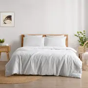 Dreamaker Linen & Cotton Blend Quilt Cover Set White (Queen, King)
