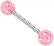 [Loving My Bump] Glitter Tongue Bars/Nipple Rings | Surgical Steel 316L Barbells Body Piercing | 14G (1.6mm) Thickness, 14mm bar Length, 6mm Balls