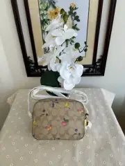 NWT Coach Mini Camera Bag In Signature Canvas With Dreamy Veggie Crossbody Bag