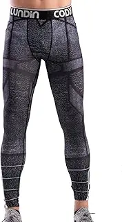 [Red Plume] Men's Compression Elastic Tight Leggings Sport Warrior Printing Pants