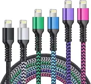 iPhone Charger [6ft 6Pack] Certified Lightning Cable Fast Charging Nylon Braided Phone Charger Cord for iPhone 14 13 12 Pro Max 11 Pro Xr Xs 10 8 Plus 7 6 6s 5c, SE 2022, Data Line Power Wire