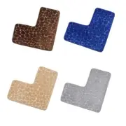 Bathroom Corner Mats Coral Fleece Surface + Memory Foam Cobblestone L-Shaped Rug