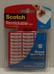 Scotch Restickable Tabs For Mounting Removable Clear Double Sided Adhesive 18ct