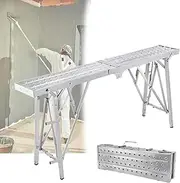 Stepladders Scaffolding Platform Multipurpose Folding Scaffolding Work Platform Scaffold Tower Ladder Stool Ben Adjustable Height,Indoor/Outdoor Job Step Ladder ??Bearing Capacity Up to 400K