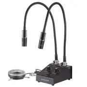 AmScope LED-11CR Powerful LED Dual Goose-neck and Ring Light Illuminator