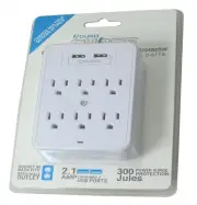 Duro Multi Outlet Power Strip USB Ports Surge Protector Charging Wall Mount NIP