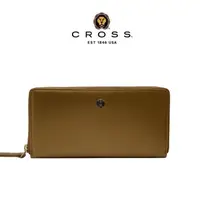 在飛比找PChome24h購物優惠-CROSS 頂級小牛皮拉鍊長皮夾 維納斯系列(金色)
