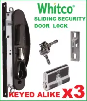 3x Whitco W865317 Sliding Security Screen Door Lock Leichhardt Black keyed alike