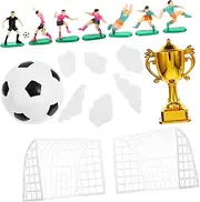 Healifty 1 Set Soccer Cake Toppers Soccer Theme Birthday Decorations for Boys Miniature Football Player Figurine Cupcake Toppers Trophy for DIY Cake Decoration and Sports Parties