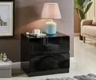 2x High Gloss Black Bedside Table Nightstand Cabinet 2 Drawer Cabinet 2504