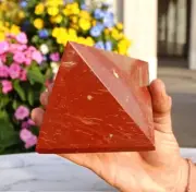 Large Red Jasper Crystal Pyramid Handmade Crystal Home Office Decorative Pyramid