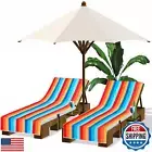 Fumete 2 Pcs Beach Chair Towel 30 x 85 Inch Chaise Lounge Cushion Covers Micr