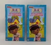 Doc McStuffins Valentine Cards with Stickers 2 Boxes (68 Cards) New