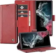[GoshukunTech] for Samsung Galaxy S23 Ultra 5G Case,for Galaxy S23 Ultra 5G Wallet Case,Flip Leather Wallet Cover with Card Holder Cash Pocket Magnetic Closure[ Red ]