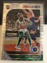 2019-20 NBA Hoops Premium Stock Jaylen Brown Silver Pulsar Prizm.