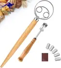 Danish Dough Whisk and Bread Lame Set - Stainless Steel Bread Flour Mixer with B