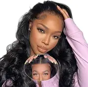 4GIRL4EVER Wear and Go Glueless Wig Human Hair Pre Plukced Pre Cut 4x6 HD Body Wave Lace Front Wigs Human Hair 180% Density Lace Clourse Wigs with Baby Hair Brazilian Virgin Human Hair 22 Inches