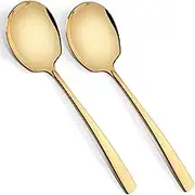 Extra Large Serving Spoons Set Stainless Steel 12 Inch Big Serving Utensils for Buffet Parties Catering Dishwasher Safe(2-pieces, Gold)