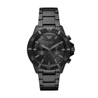 在飛比找樂天市場購物網優惠-送禮首選★EMPORIO ARMANI經典黑鋼率性三眼腕錶4