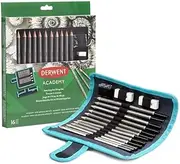 [Derwent] Academy Sketching Wrap Set, Drawing & Colouring, Set of 16, Includes Sharpener & Eraser, Ideal for Sketching, Academy Quality, 2305682