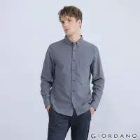 在飛比找Yahoo奇摩購物中心優惠-GIORDANO 男裝法蘭絨磨毛長袖襯衫-05 牛仔藍