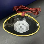 Handmade Ready To Hang Decorative Shell - Bichon Frise On Black ￼