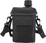 Sports Water Jug, 2L Large Capacity Running Water Bottle with Waist Bag, PVC Nylon Modern Water Flask Jug for Outdoor Sports Hiking (Black)
