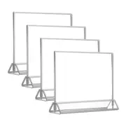 4x6 Inch Clear Acrylic Sign Holder, 4 Packs Table Menu Stands Silver Borders
