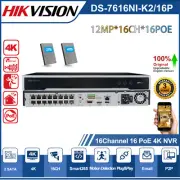 Hikvision 16CH POE 4K NVR DS-7616NI-K2/16P 2SATA 12MP Network Video Recoder HDD