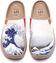 [UIN] Women's Slip On Mules Comfortable Flat Lightweight Wide Toe Clog Casual Art Painted Travel Shoes Malaga Series