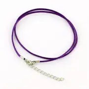 5 Waxed Cord Necklaces 18.7" Violet Purple with Alloy Lobster Claw Clasps - N226