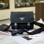 二手精品 PRADA 普拉達 SAFFIANO 黑色再生尼龍 三合一郵差包 帆布包 肩背包 斜背包 男包 2VD034