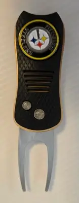 Pittsburgh Steelers Switchblade Divot Tool with ball marker, magnetically att...