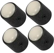 Generic 4pcs Volume Control Knob Speed Tone Knobs Bass Guitar Parts Electric Guitar Parts Bass Accessories Metal Volume Tone Dome Black Metal